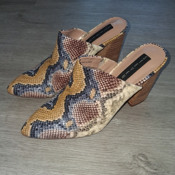 Steven by Steve Madden Nox Snake Python Chunky Block Heeled Mules Size 8 Womens - Picture 3 of 13